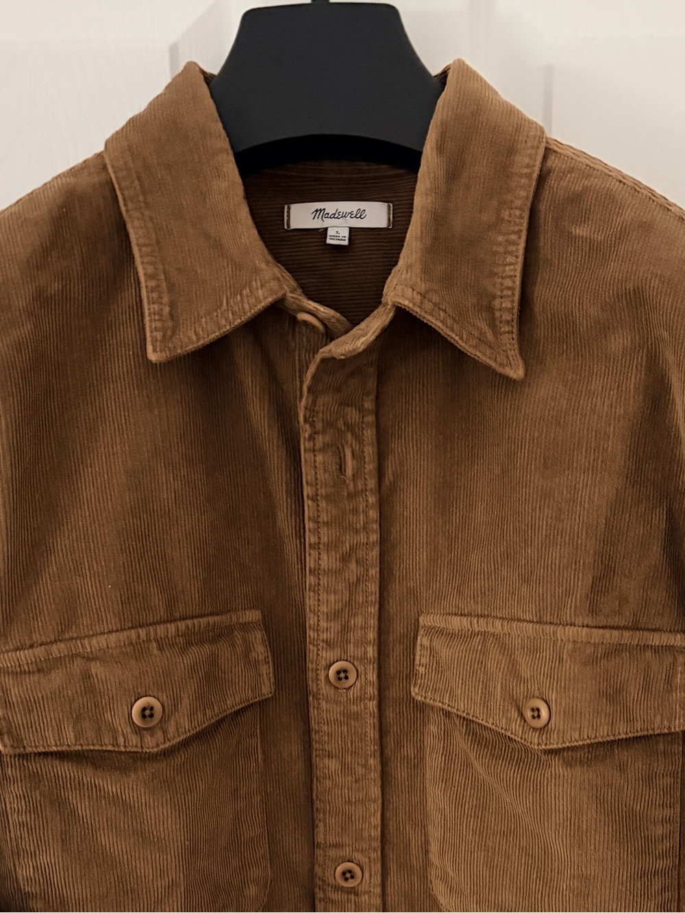 Madewell Heavyweight Wheat Colored Corduroy Button Up Shirt - Large